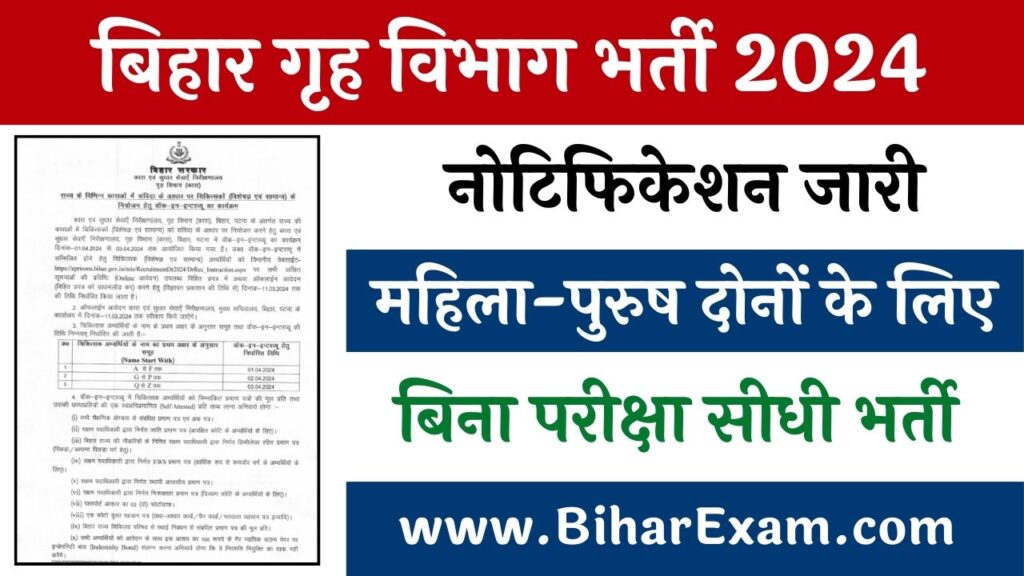 Bihar Kara Sudhar Sevaye Nirikshanalaya Vacancy 2024